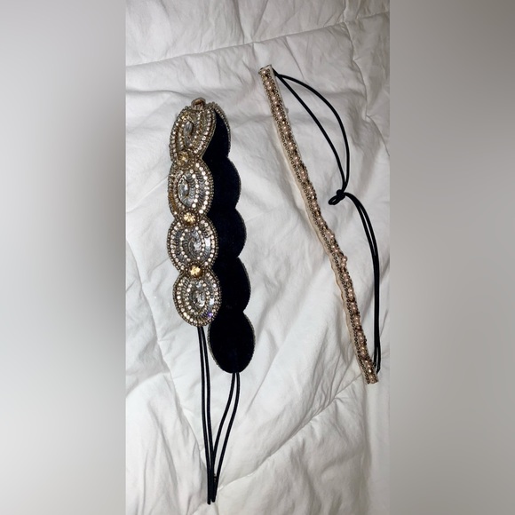 2 elastic hair bands rhinestone bling decor accessories womens size OS - Picture 3 of 7